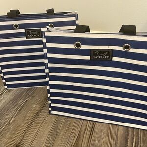 Scout Navy and White Striped Totes